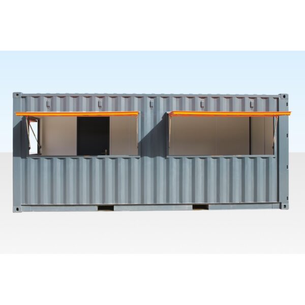 Container-Café-Bar, 6 Meter, 2 x Frontbedienklappe