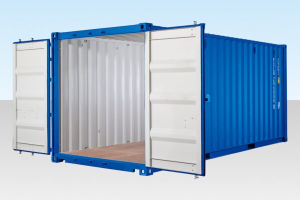 20-Fuß-Self-Storage-Container mit Bambus BLAU (RAL 5010)