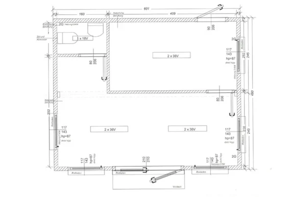 Verkaufscontainer VP1 (29,4 m²)