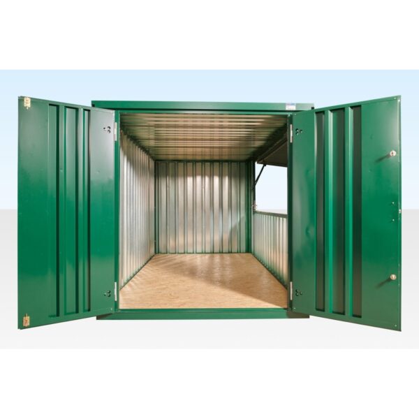 Flacher XL 4m Kiosk (RAL6005) – Grüne, verzinkte, flache, mobile XL 4m Einheit