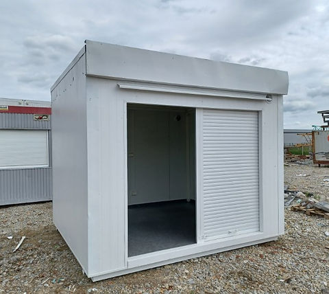 Gewerbecontainer 300x350 mit geteilten Rolltoren vorne + Hecktür