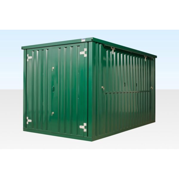 Flacher XL 4m Kiosk (RAL6005) – Grüne, verzinkte, flache, mobile XL 4m Einheit